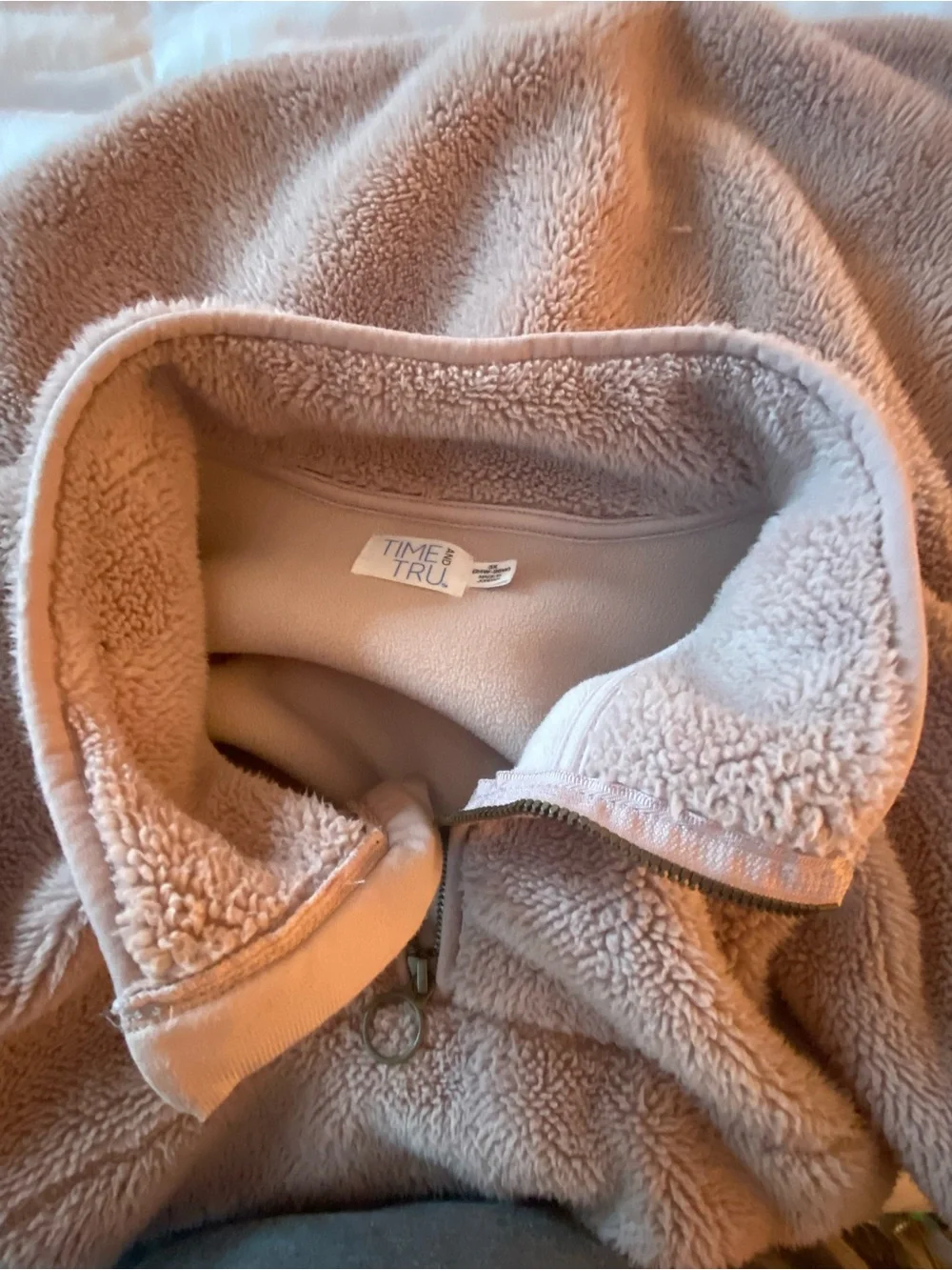 Time and Tru Women’s 3X Light Pink Fleece Quarter Zip Pullover with Kangaroo Poc